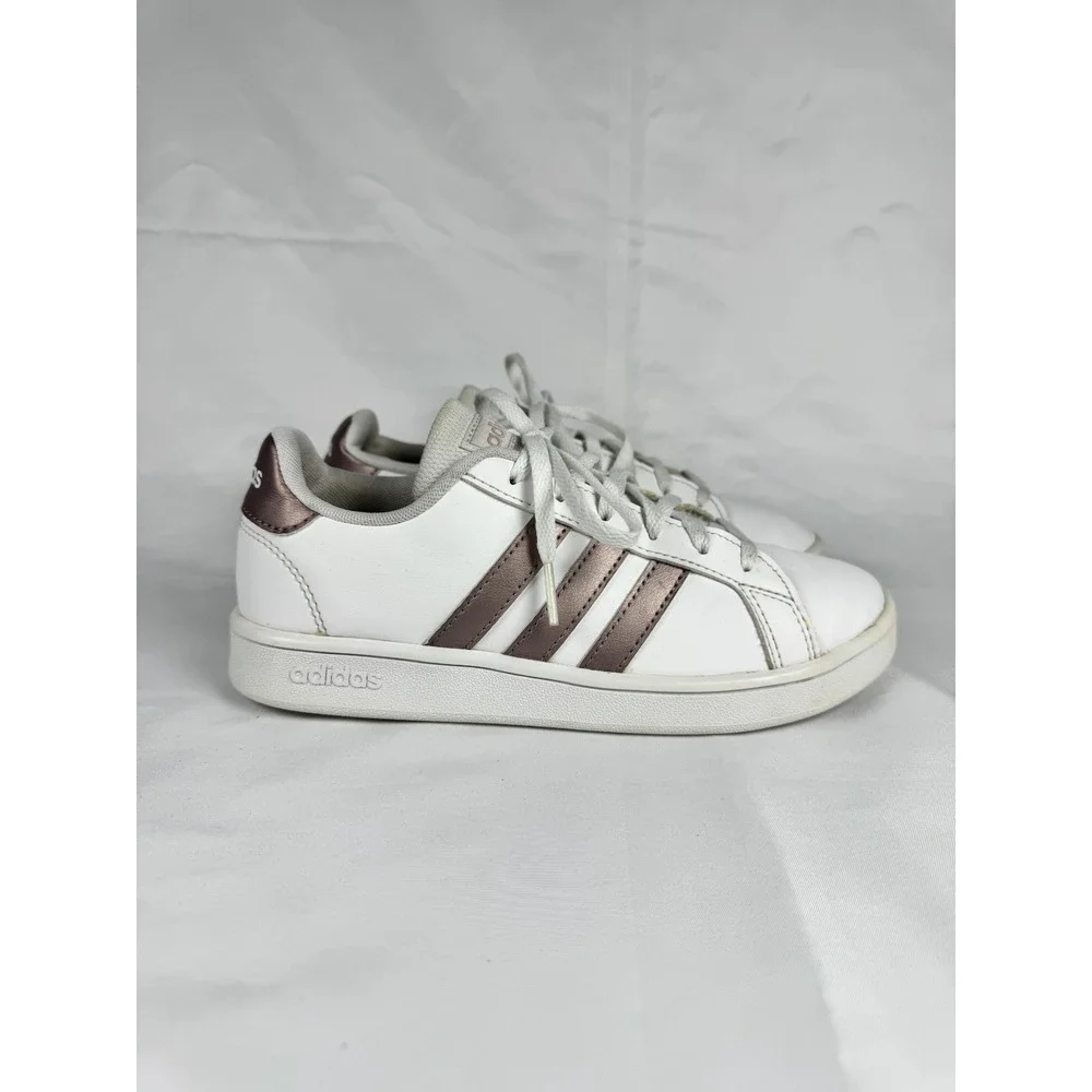Adidas Grand Court EF0101 Kids 2.5 Sneakers Cloud White Leather Tennis Shoes
